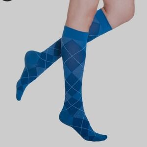 Sigvaris Women Microfiber Argyle Pattern Medical Compression Socks NWB